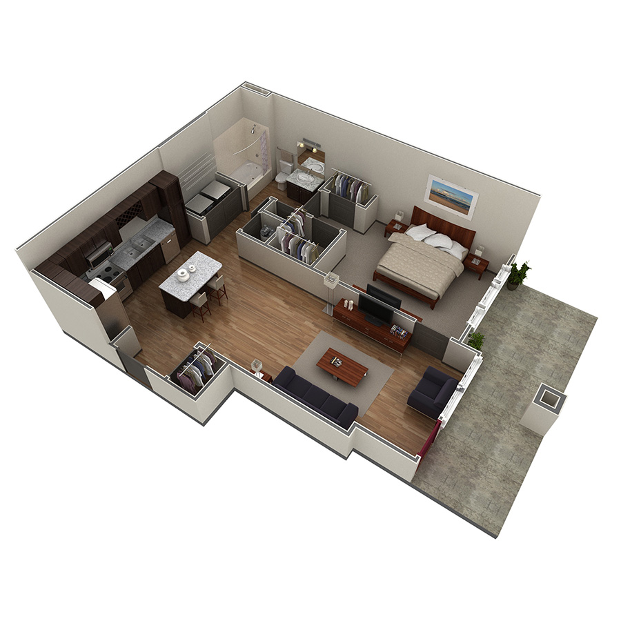 1 BR Designer Courtyard floor plan
