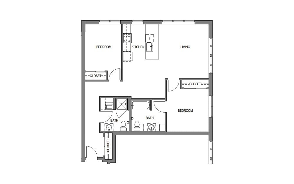 2 Bed/2 Bath-F3 floor plan