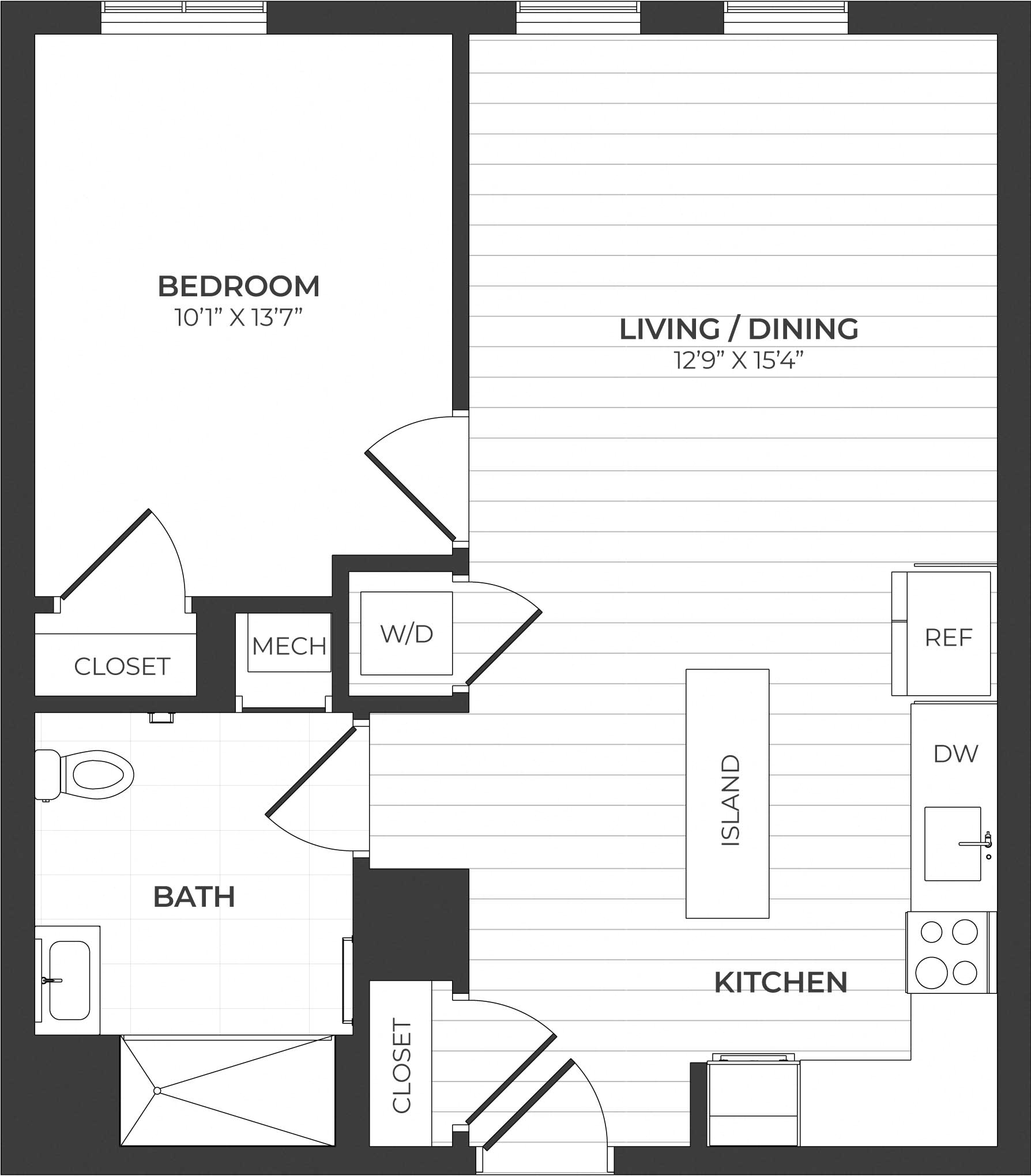1 Bed/1 Bath-A2-Center floor plan