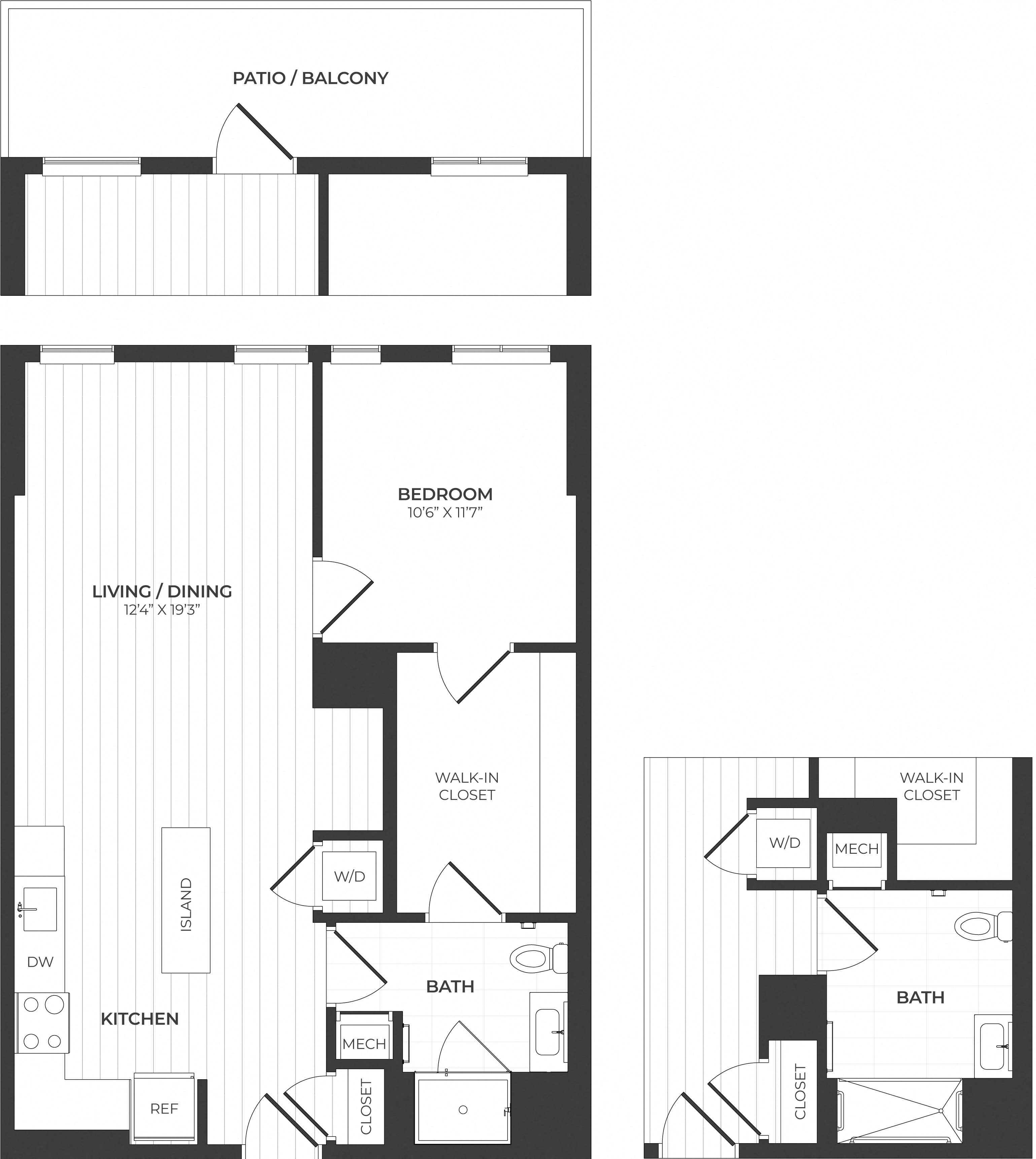 1 Bed/1 Bath-A6-Center floor plan