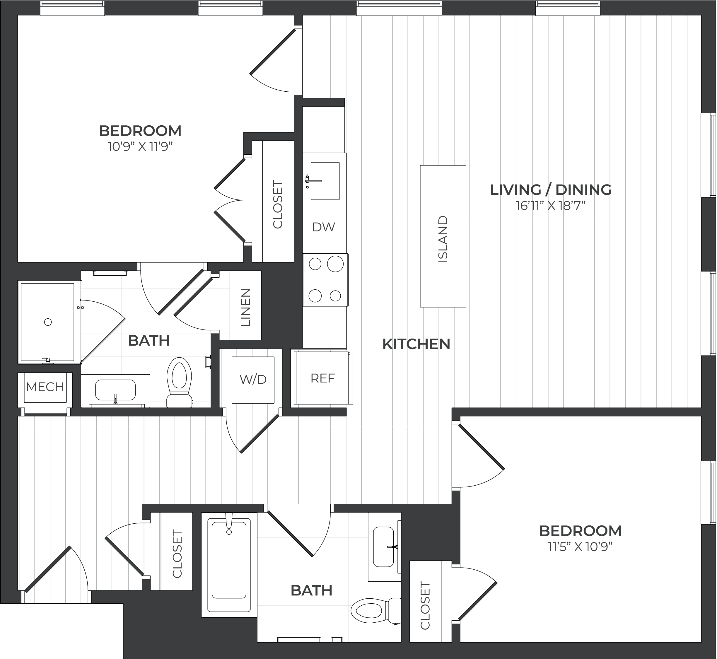2 Bed/2 Bath-B1-Center floor plan