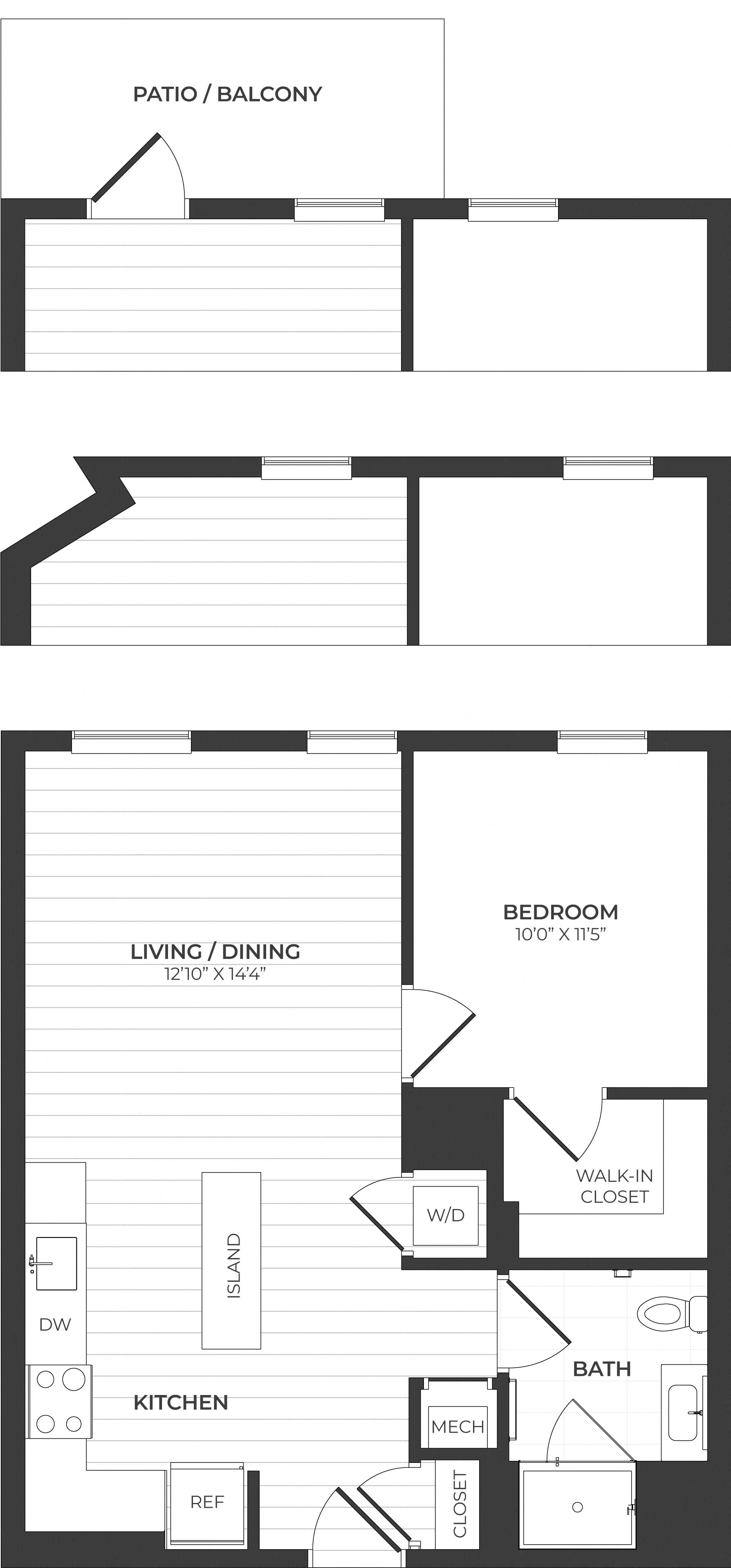 1 Bed/1 Bath-A3-Center floor plan