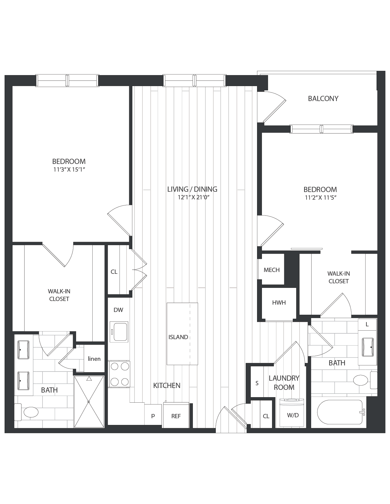 2 Bed/2 Bath-B1B floor plan