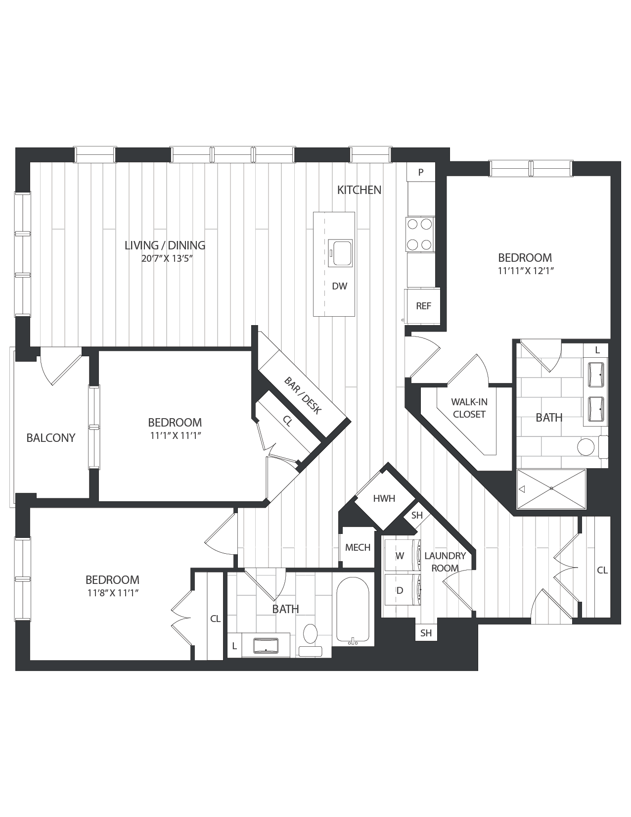 3 Bed/2 Bath-C1A floor plan