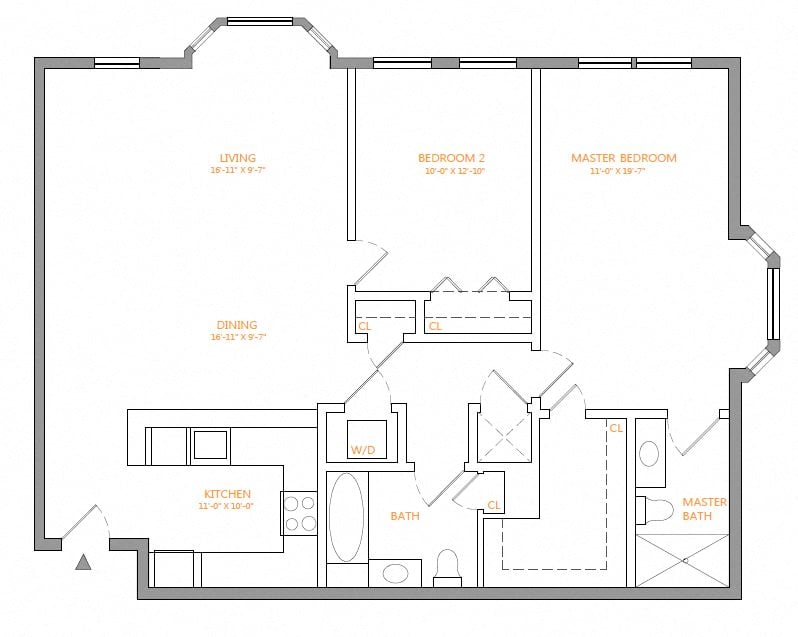 2 Bed/2 Bath-A floor plan