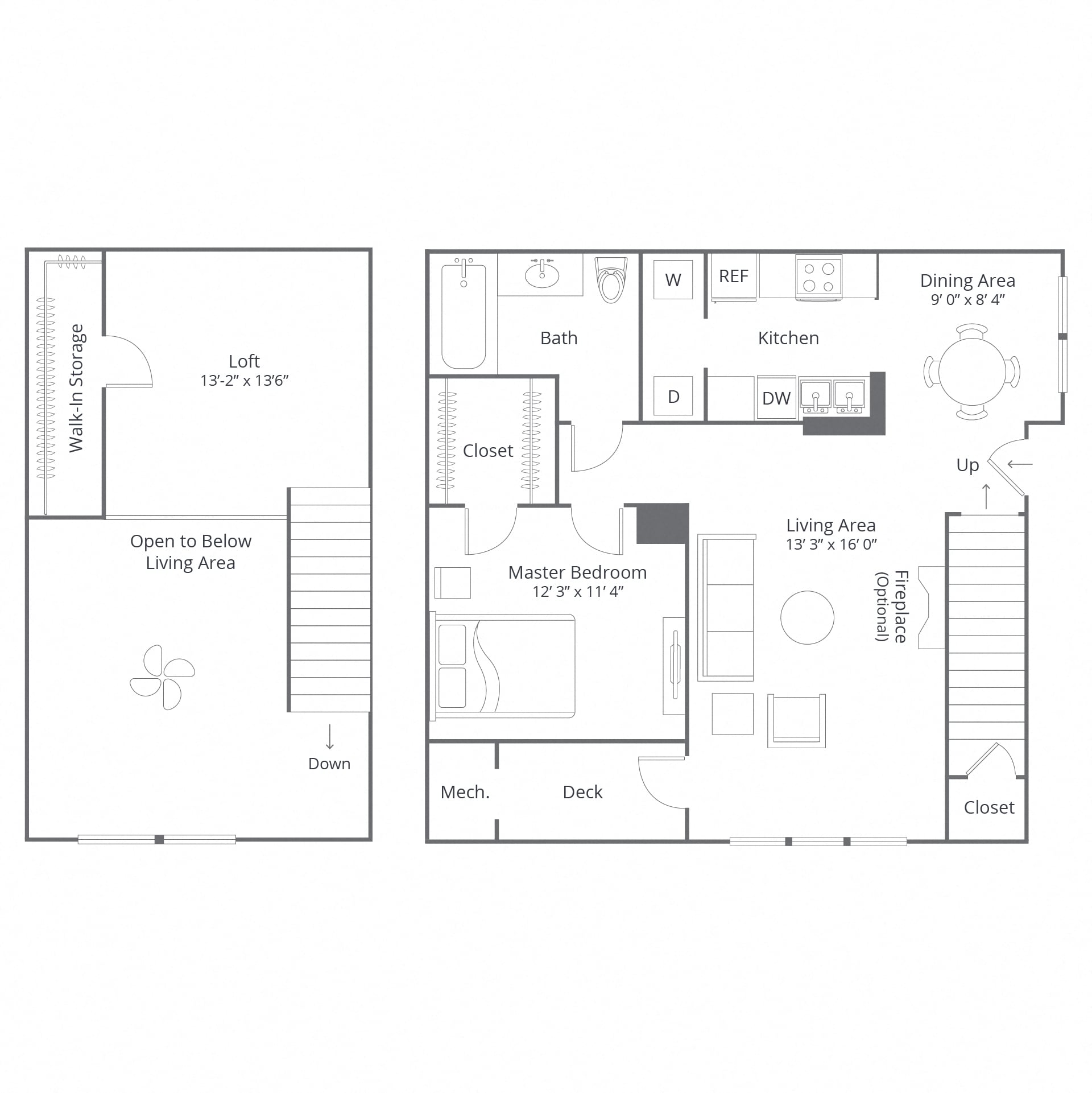 1 Bed/1 Bath Loft-Candlewood floor plan