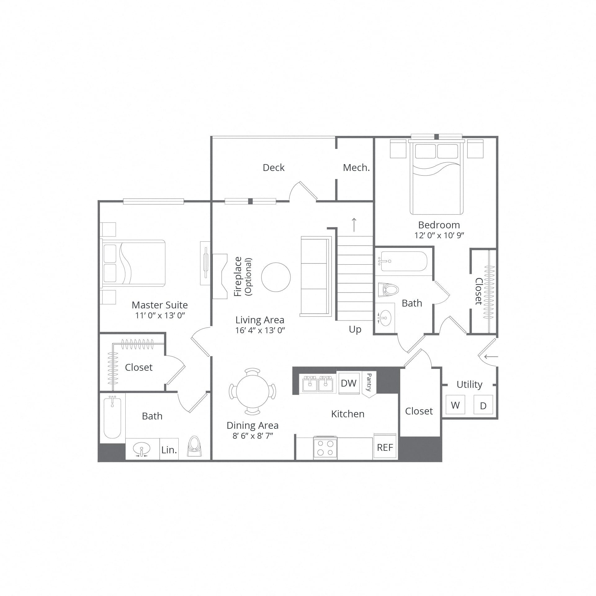 2 Bed/2 Bath-Laurel floor plan