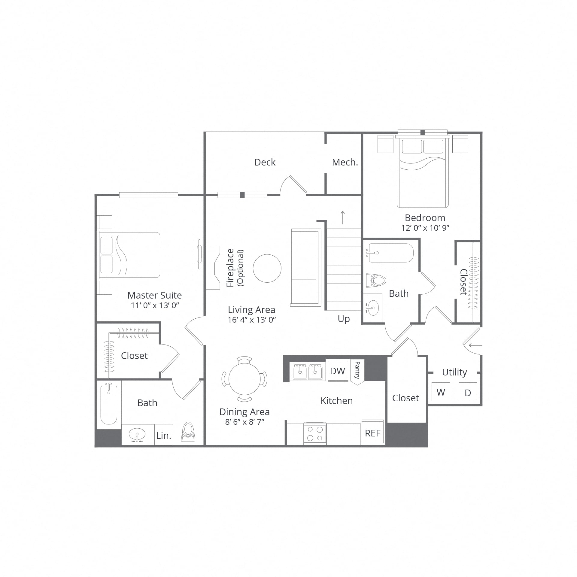 2 Bed/2 Bath-Laurel Terrace floor plan