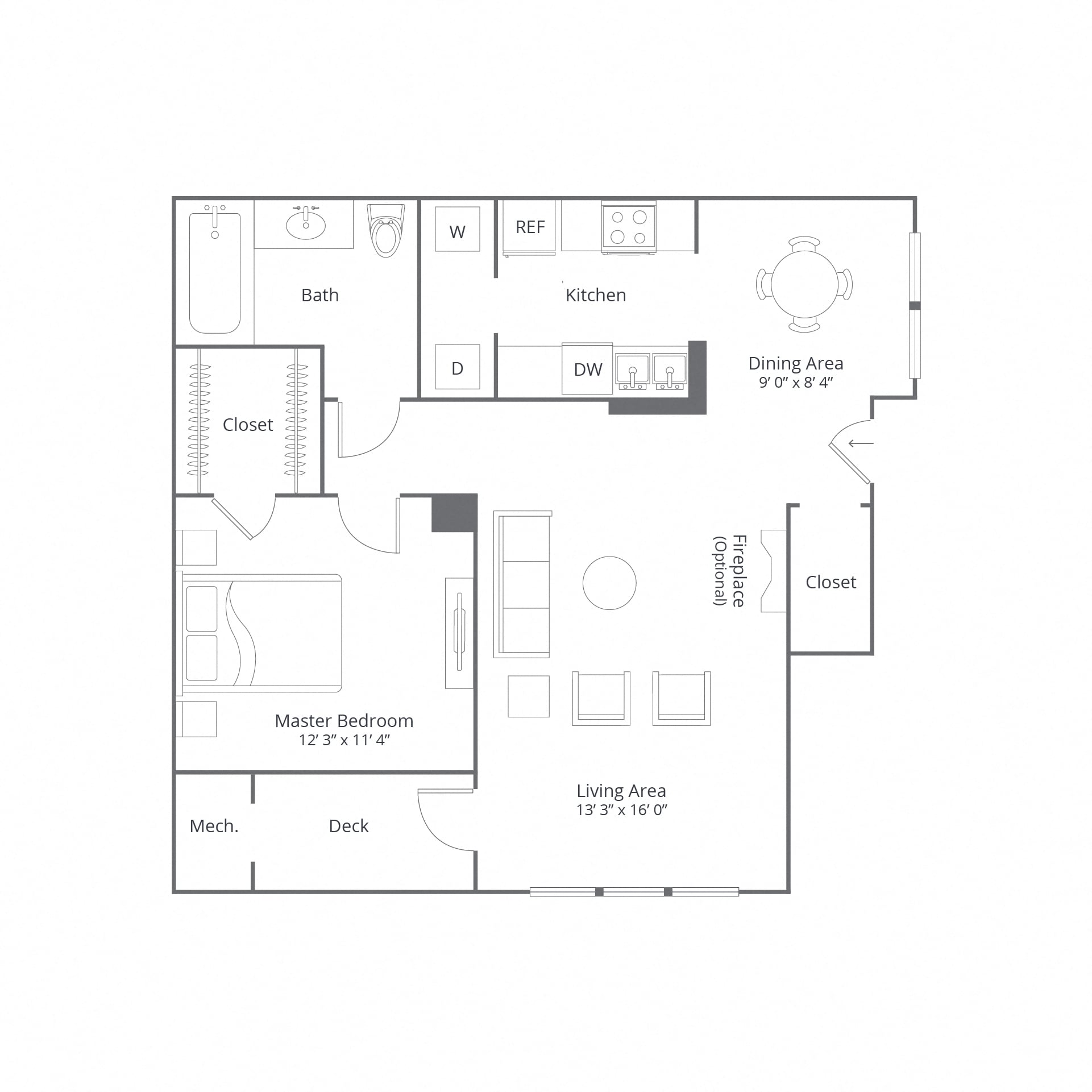 1 Bed/1 Bath-Candlewood floor plan