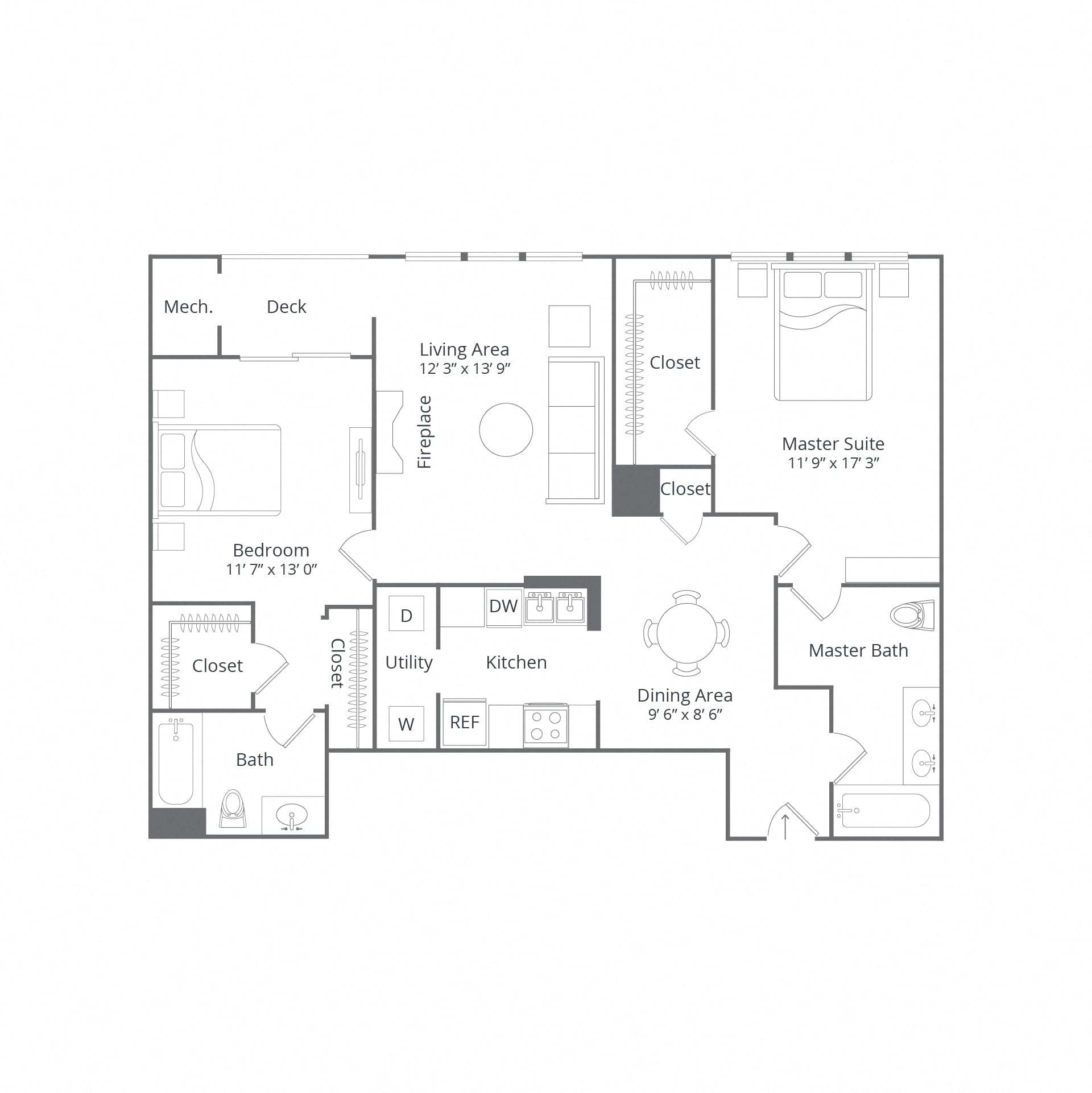 2 Bed/2 Bath-Birchwood Terrace floor plan