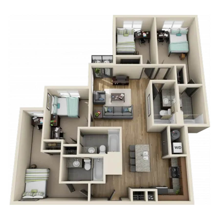 4X4D3 floor plan