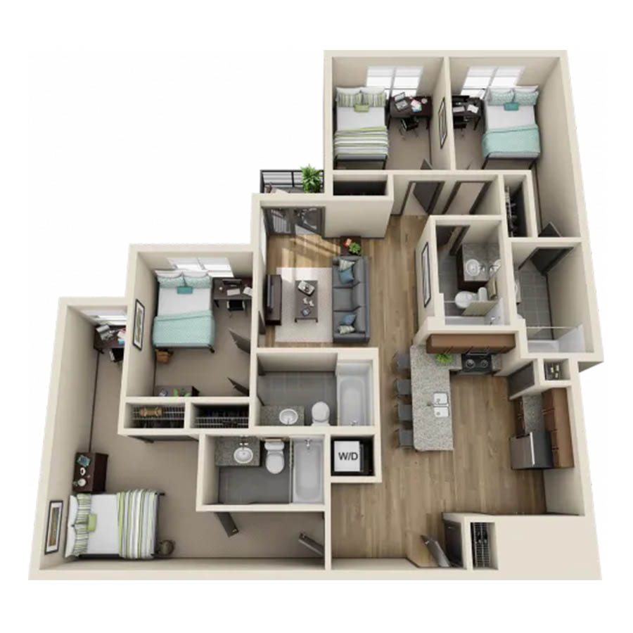 4X4D2 floor plan