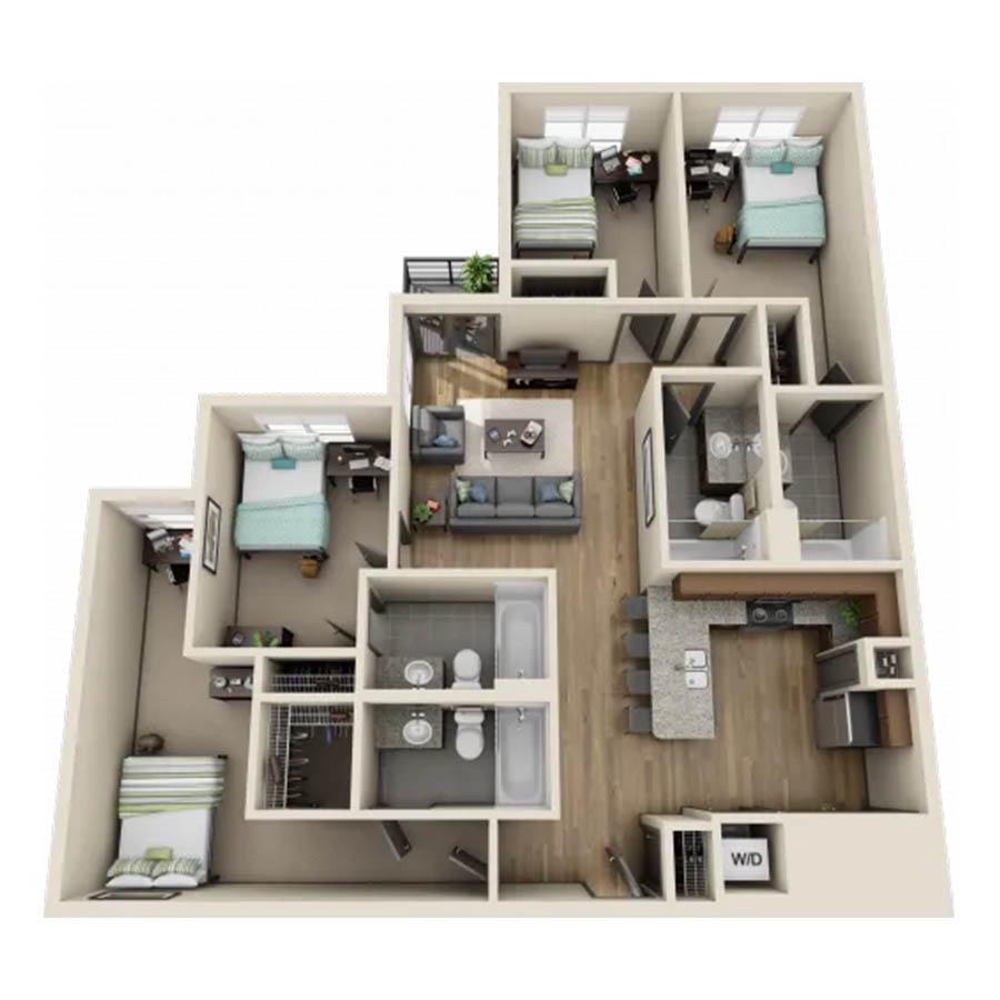 4X4D4 floor plan