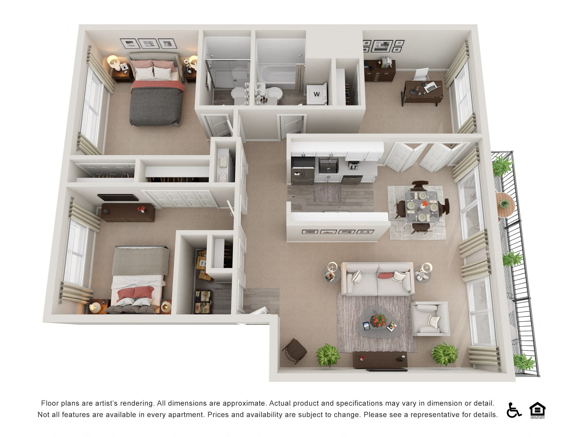 2X2 DEN floor plan