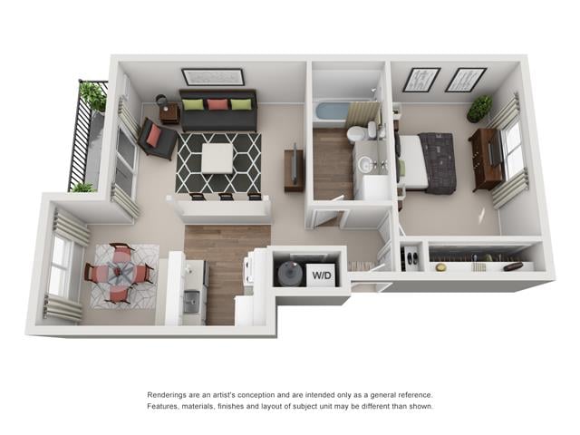 1x1 floor plan