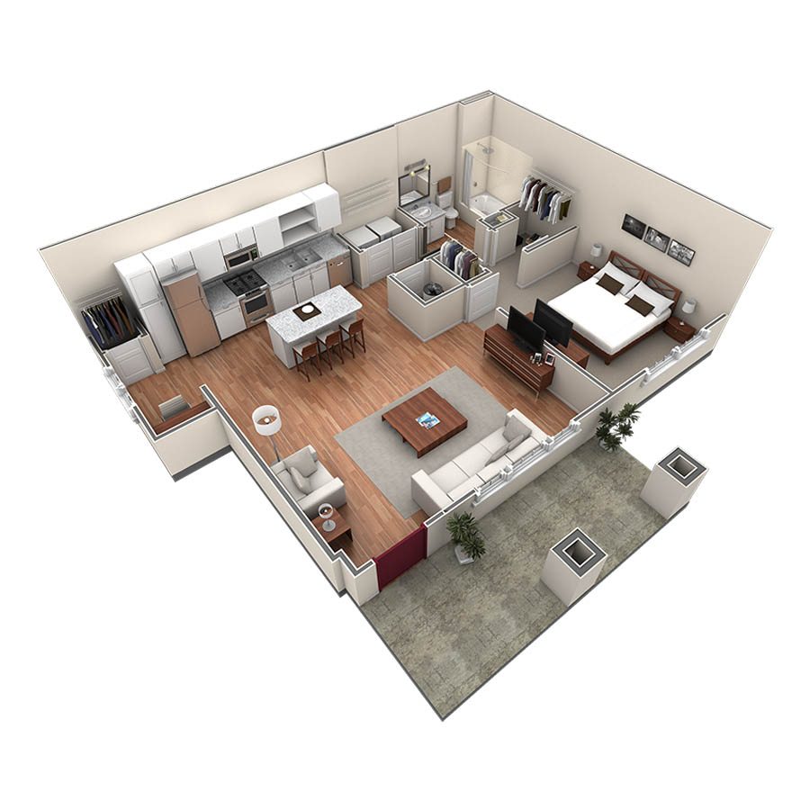 1 BR Grand Courtyard floor plan