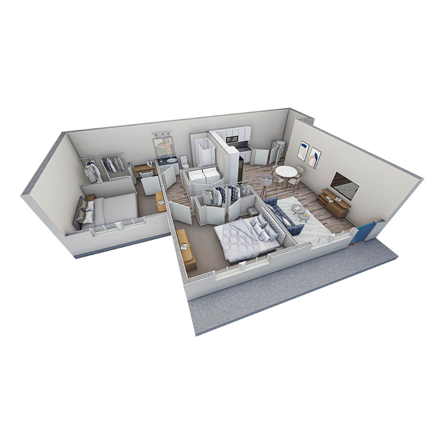 2-1 BR Horizon Courtyard floor plan