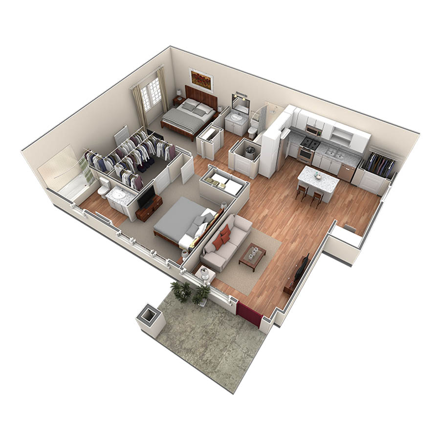 2 BR Designer Courtyard Garage floor plan