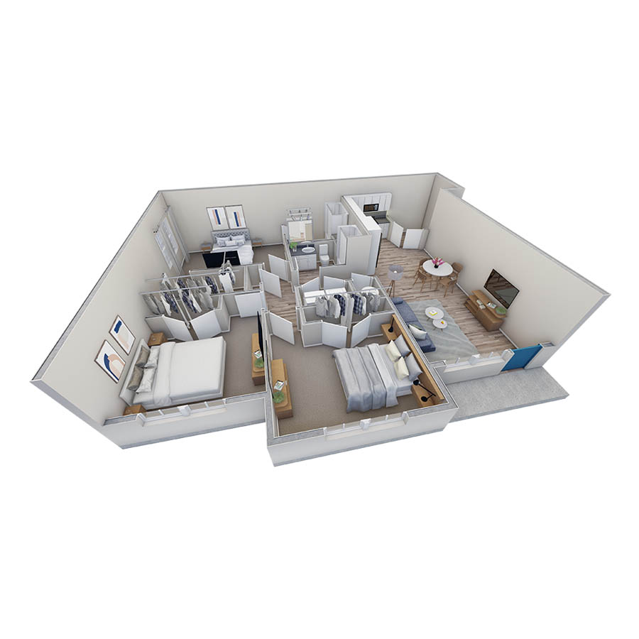 3-2 BR Horizon Courtyard floor plan