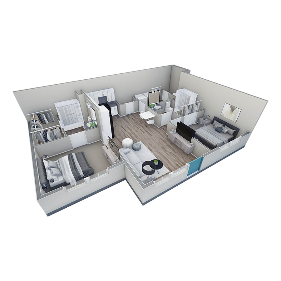 2-2 BR Horizon Courtyard floor plan
