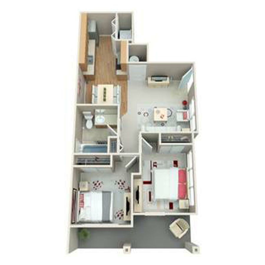 2 Bed/1 Bath floor plan