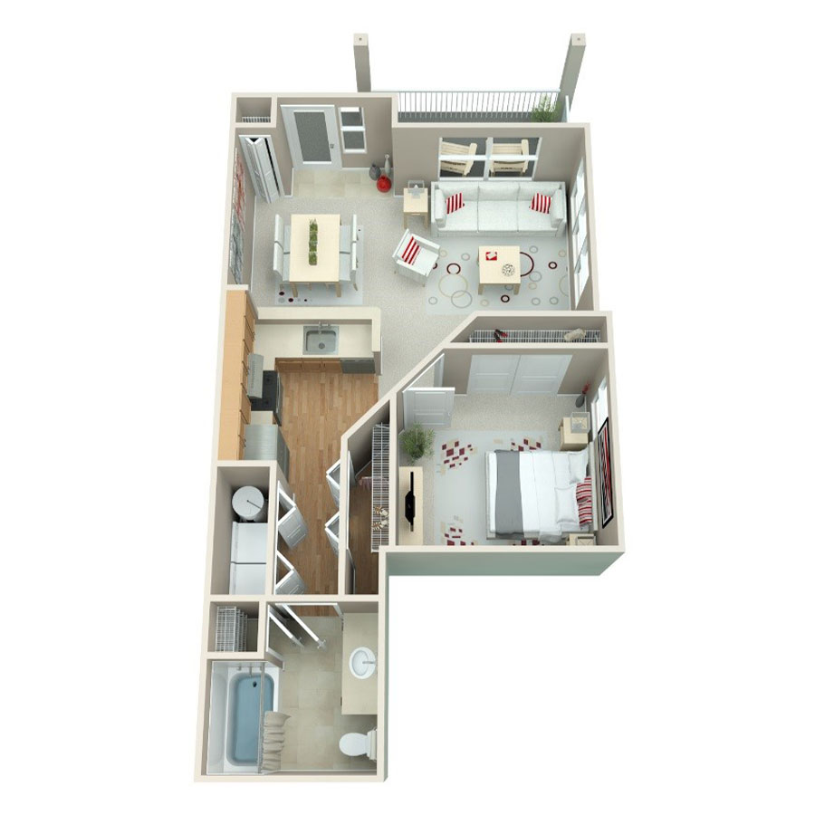 1 Bed/1 Bath floor plan