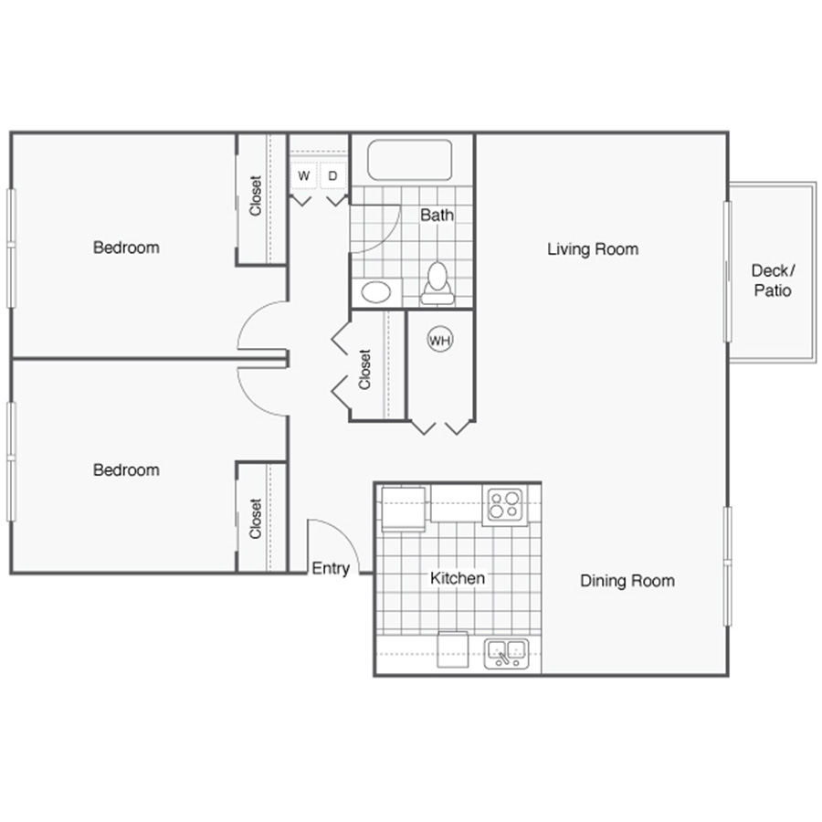 Two Bedroom One Bath Classic floor plan