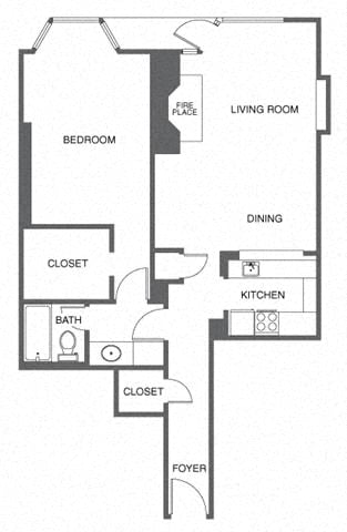 1 Bed, 1 Bath floor plan