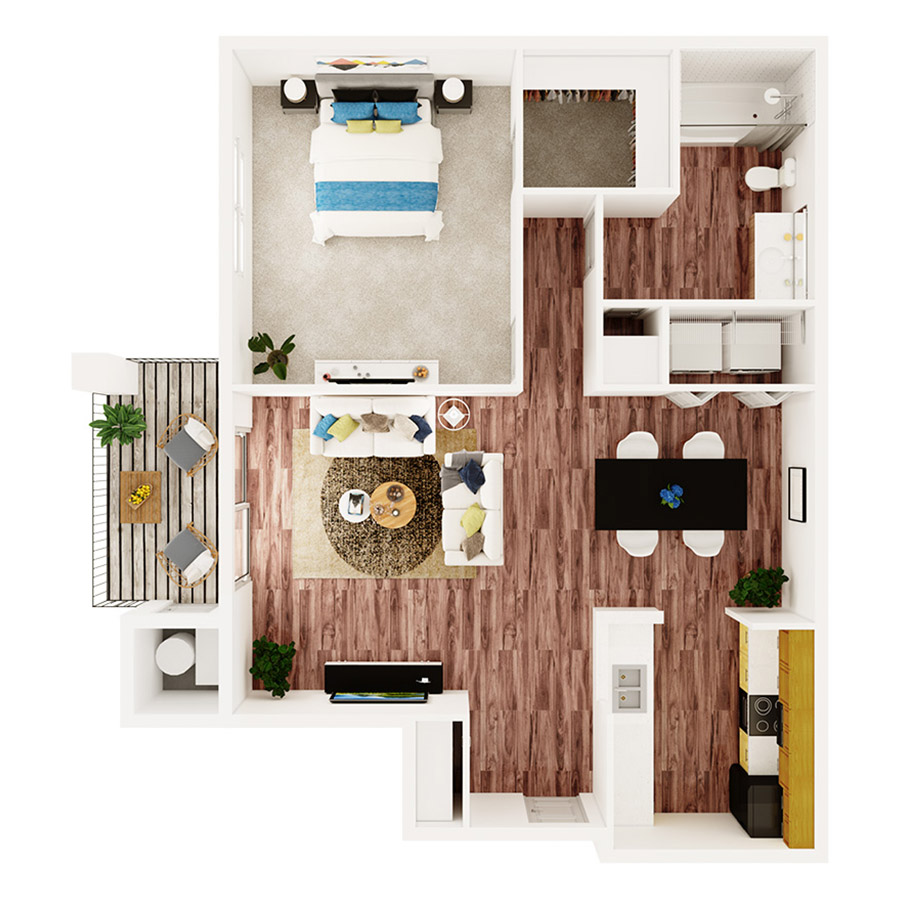 1x1 Ac floor plan