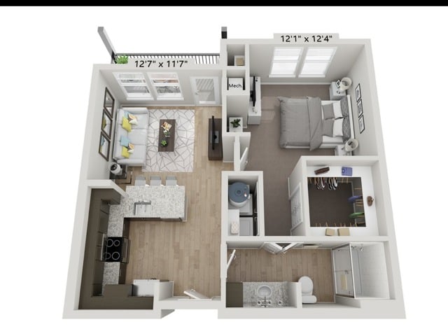 A1-1BR/BA floor plan