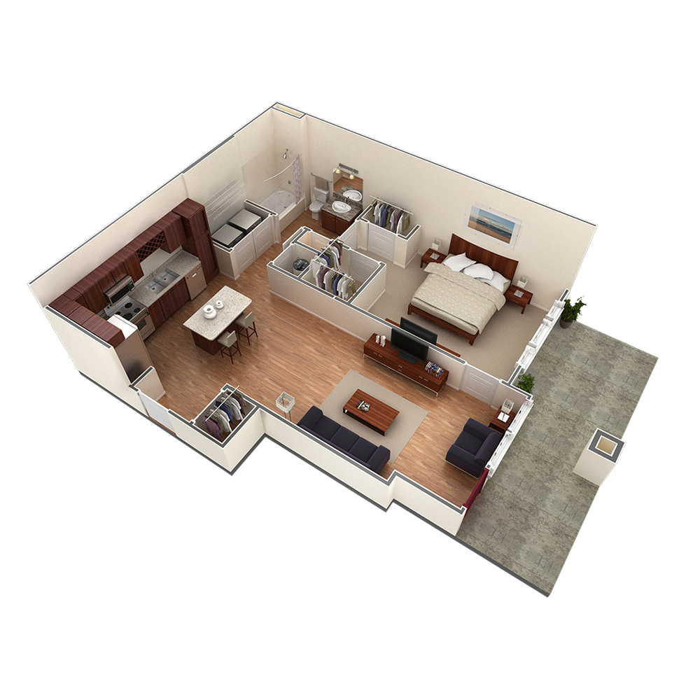 1 BR Designer Courtyard Garage floor plan