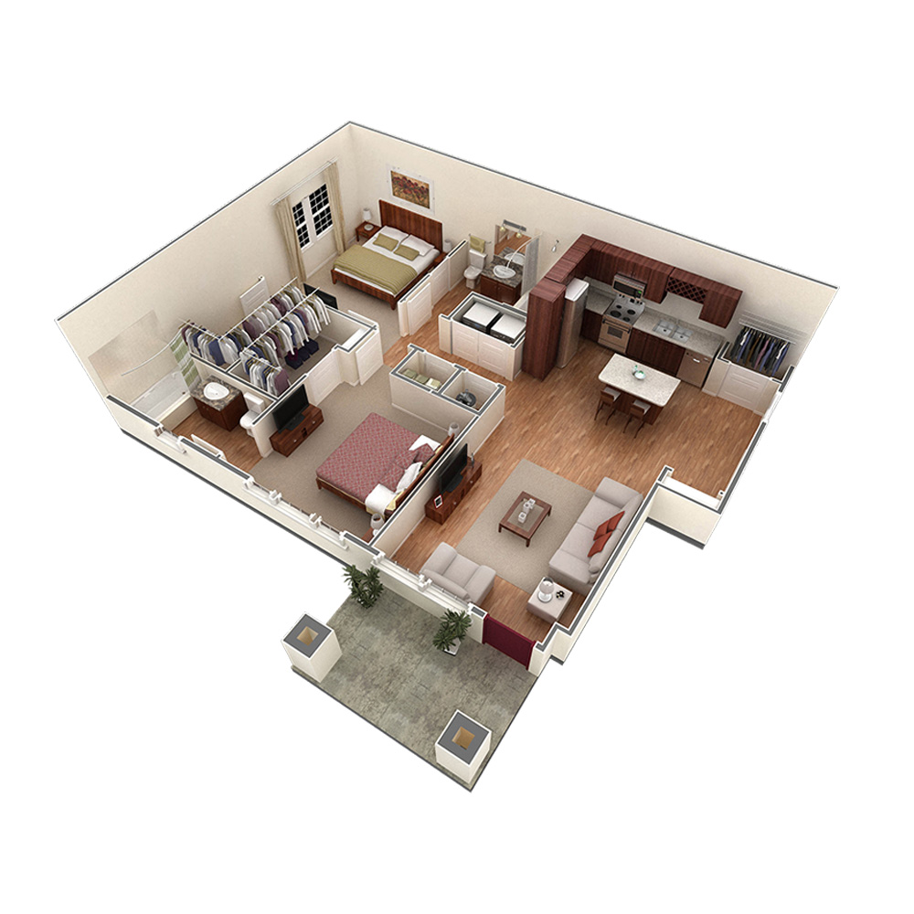 2 BR Designer Courtyard Garage floor plan
