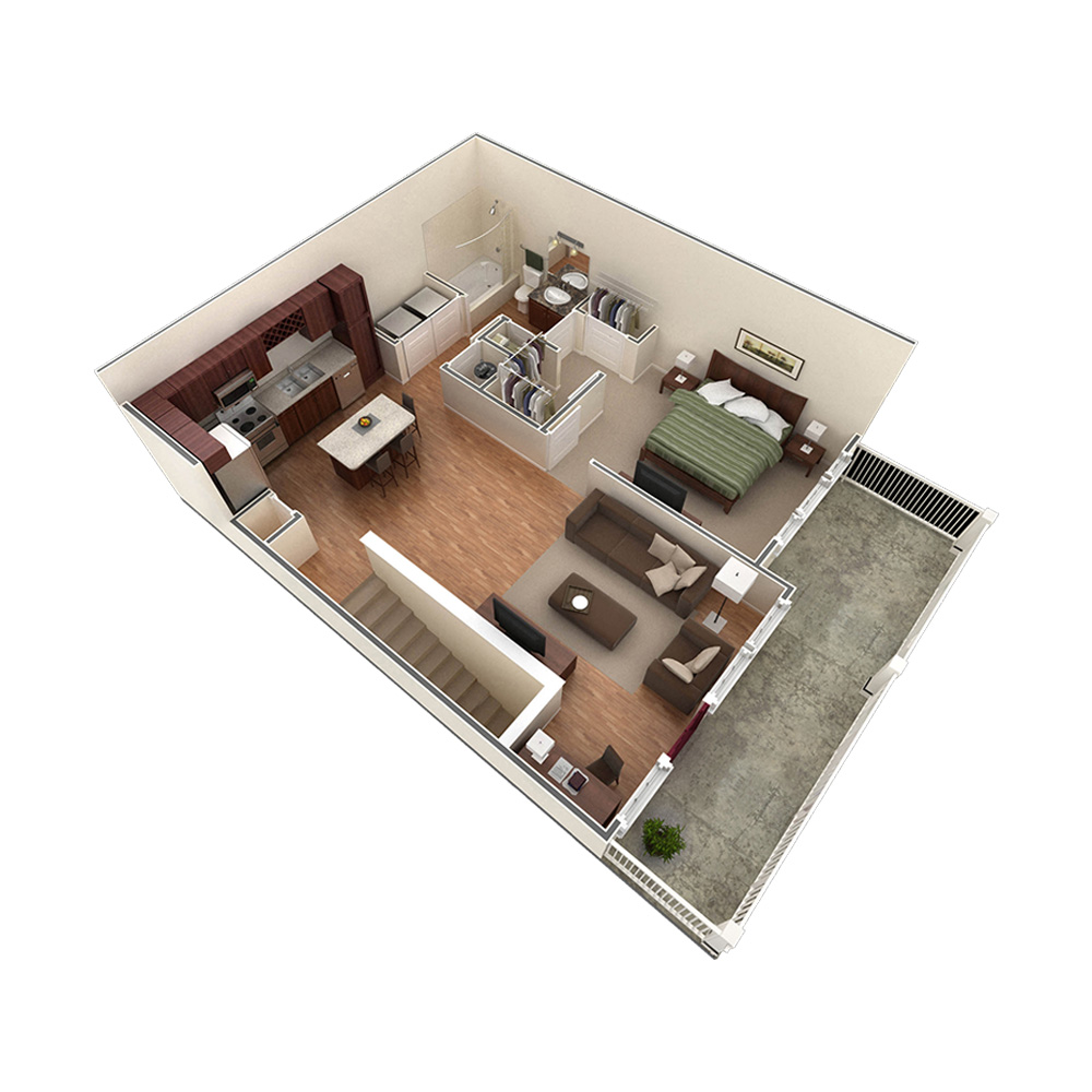 1 BR Designer Overlook floor plan
