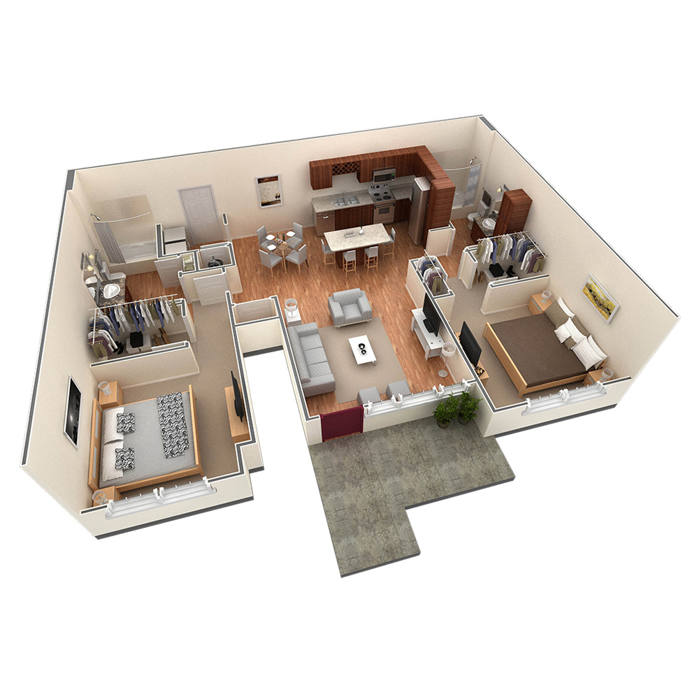 2 BR Grand Courtyard Garage floor plan