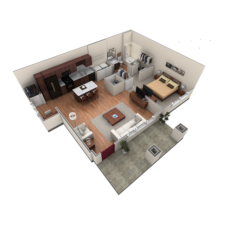 1 BR Grand Courtyard floor plan