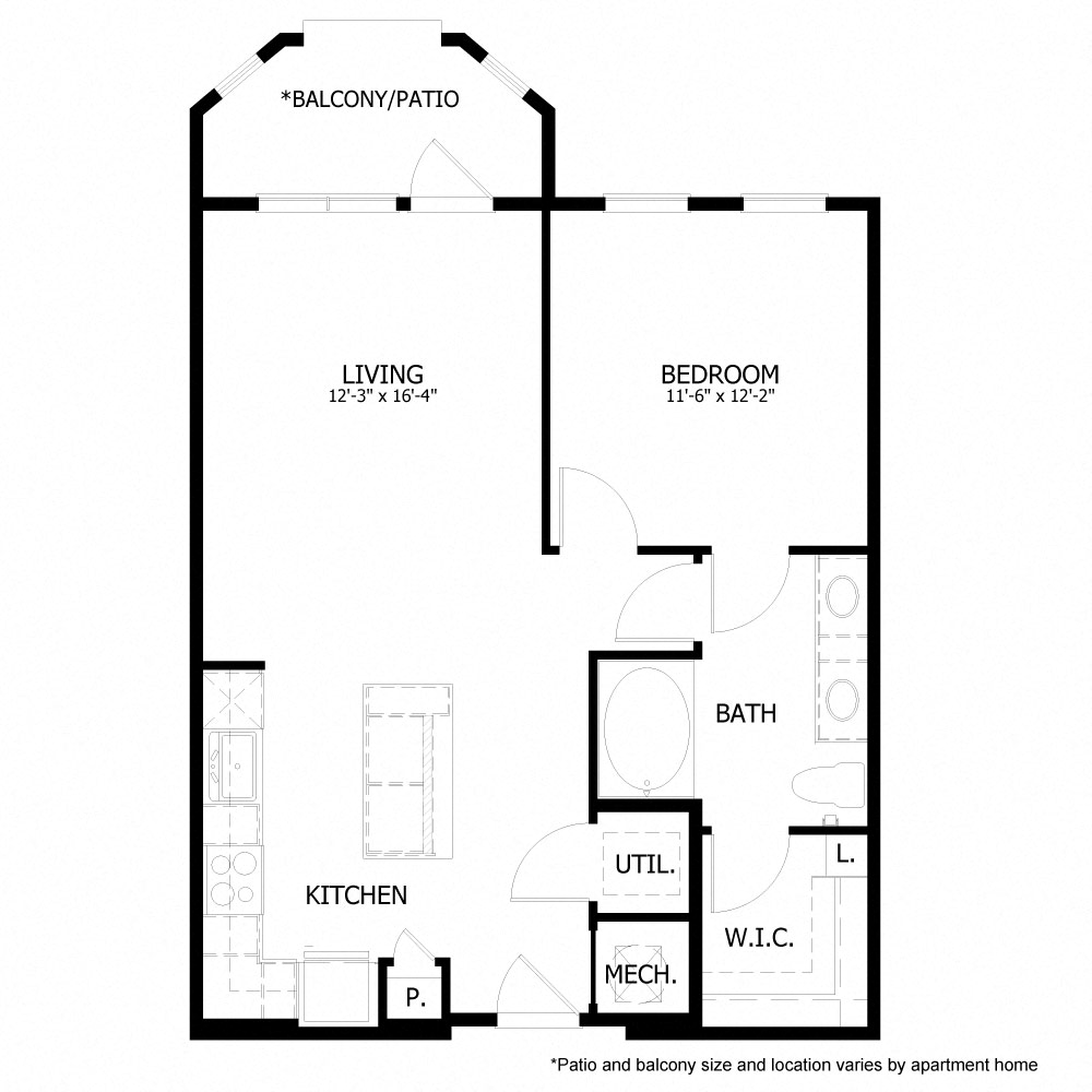 Rendering of the HE_A5 floor plan with 1 bedroom[s] and 1 bathroom[s] at Hastings End