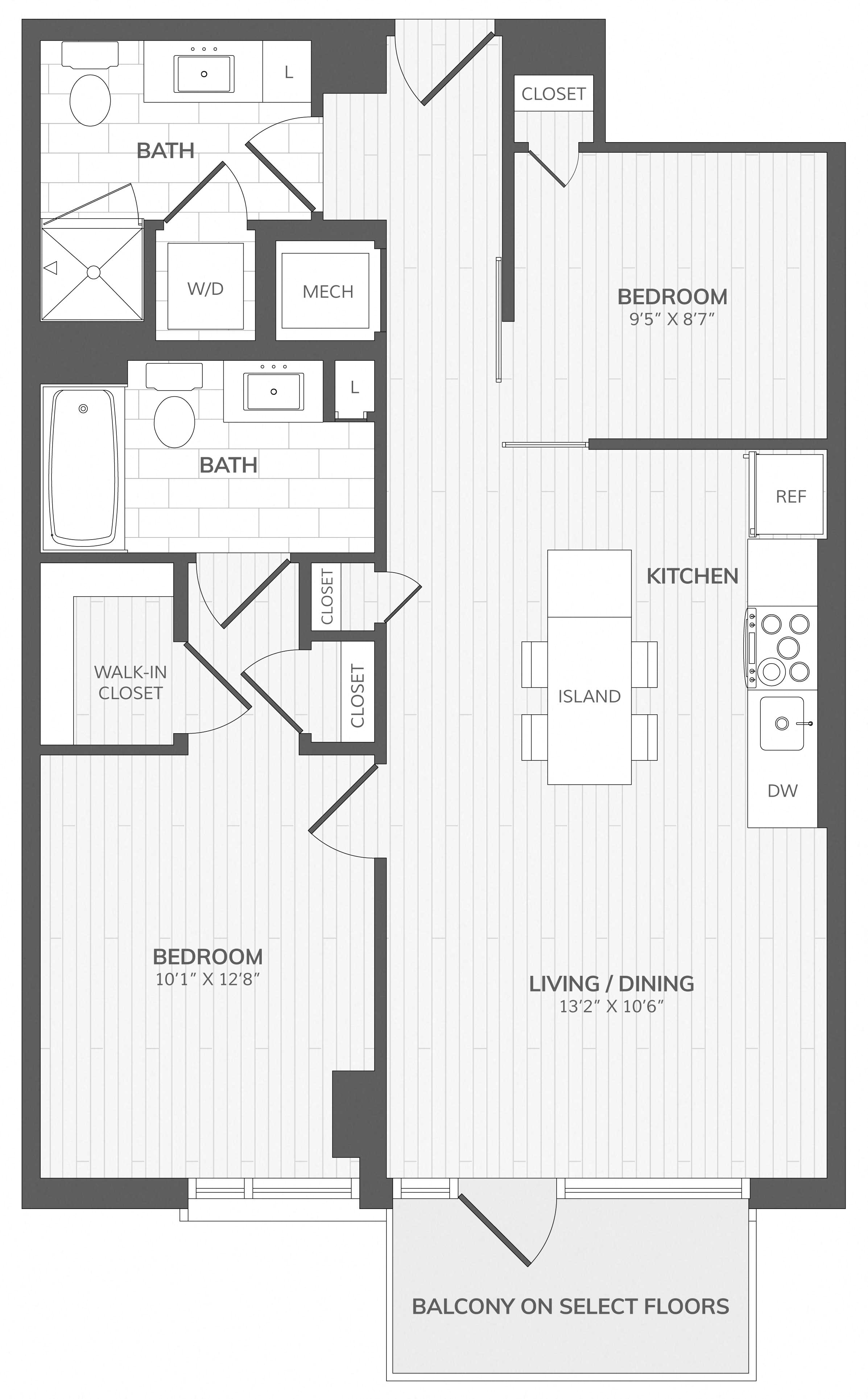 2 Bed/2 Bath Jr.-05 West Medley floor plan