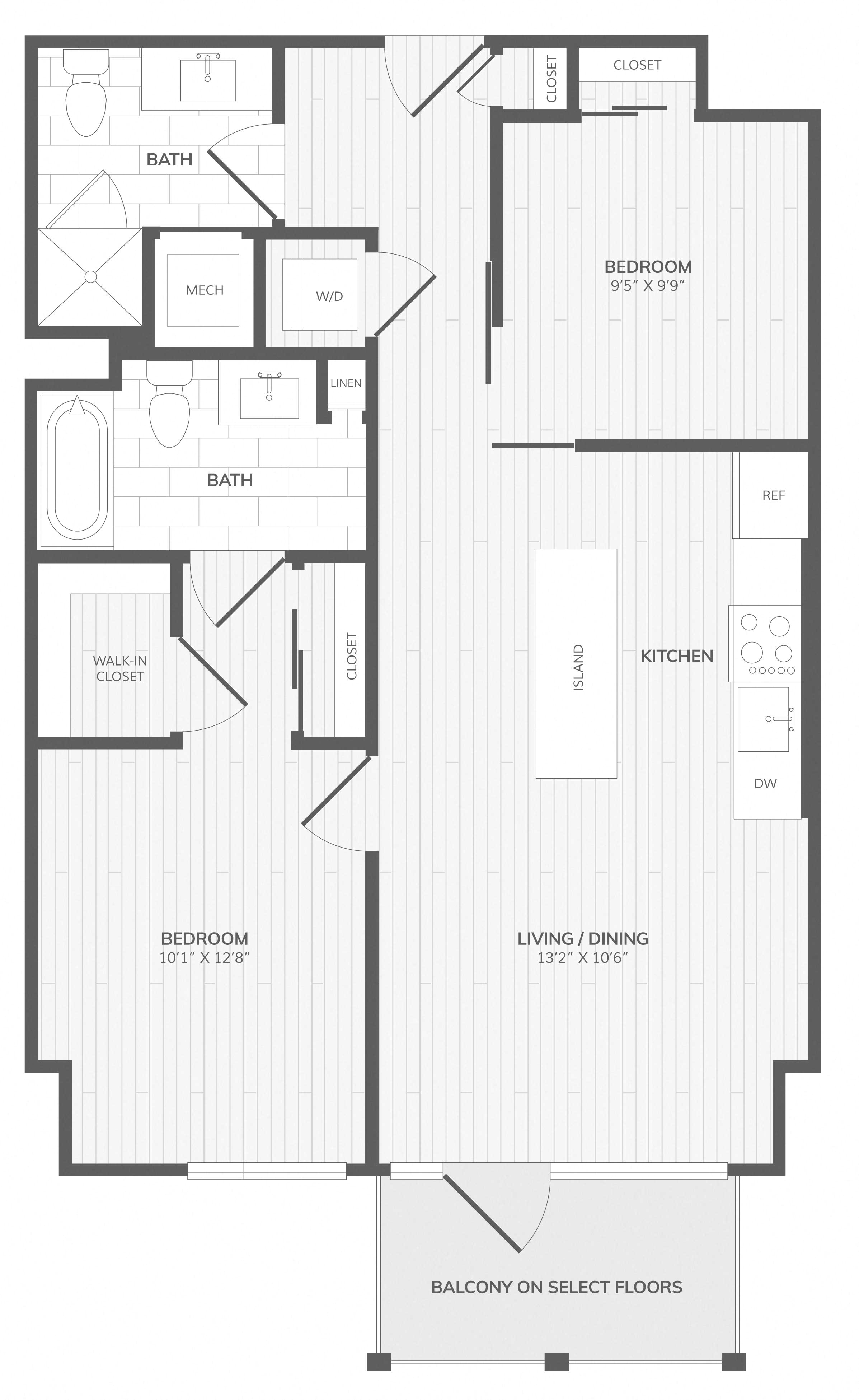 2 Bed/2 Bath-A West Medley floor plan