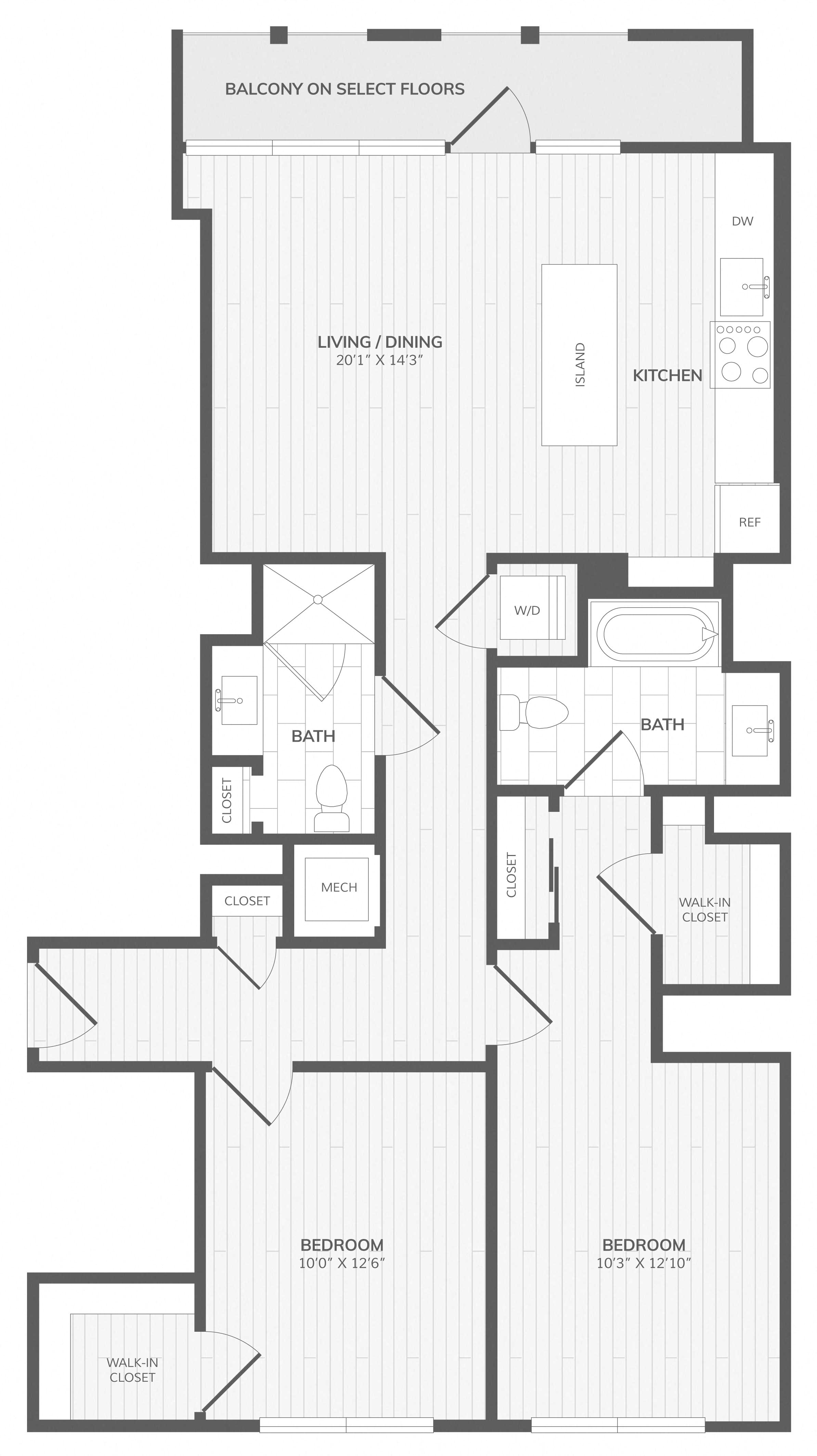 2 Bed/2 Bath-C East Medley floor plan