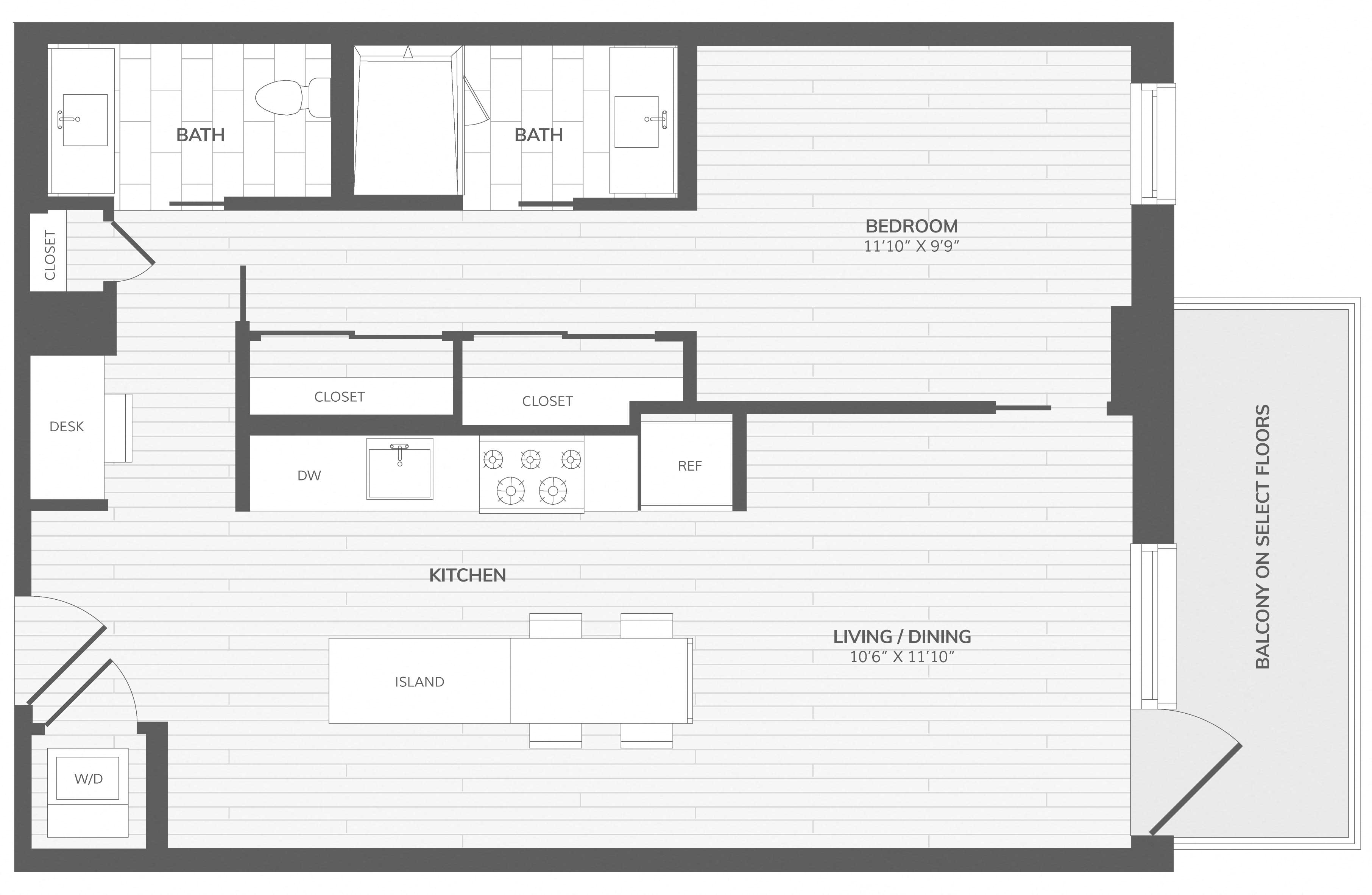 1 Bed/1.5 Bath-A6_Intersect at O floor plan