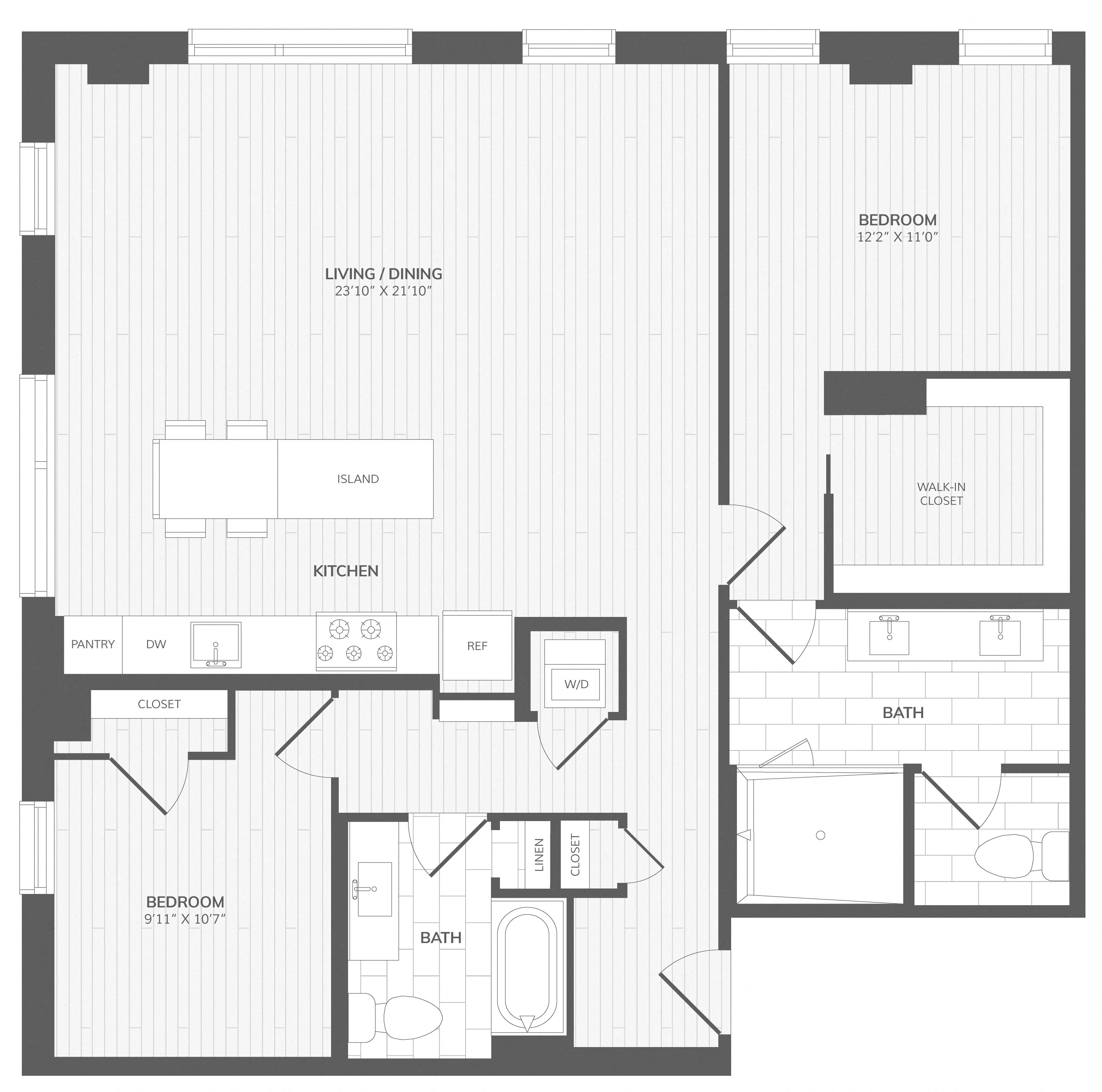 2 Bed/2 Bath-B8_Intersect at O floor plan