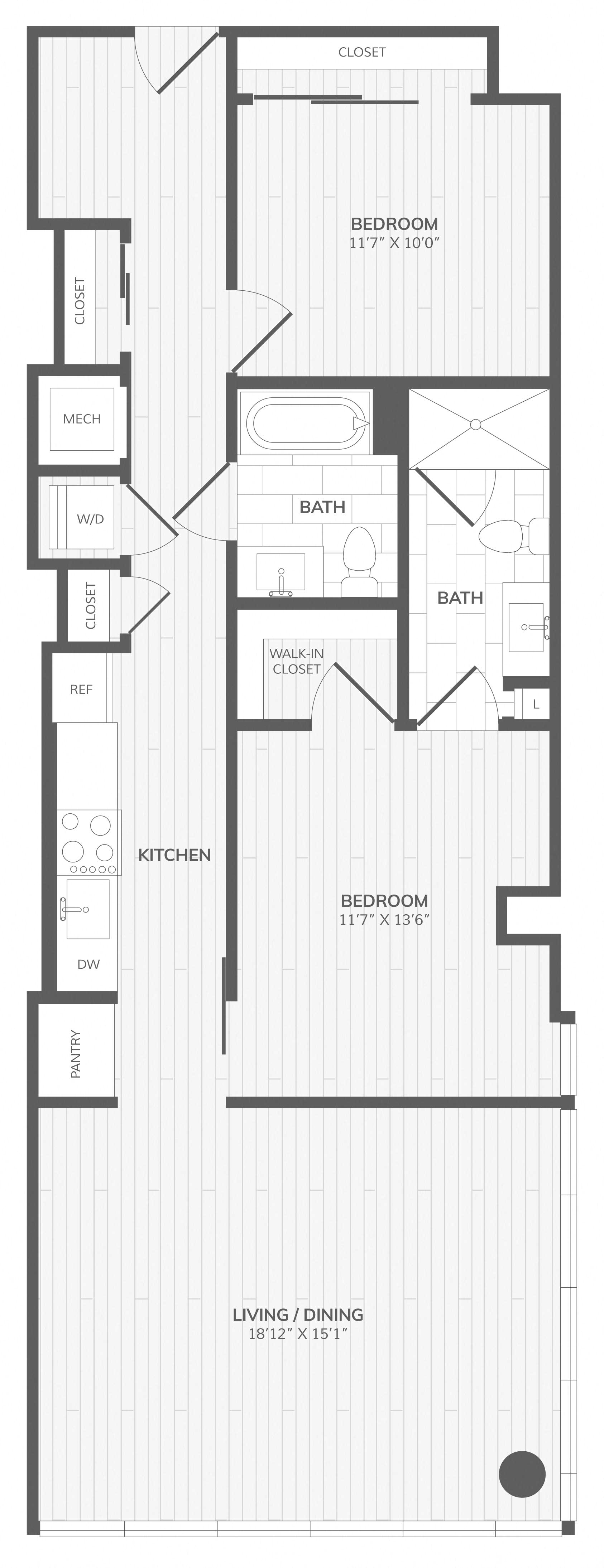 2 Bed/2 Bath-G East Medley floor plan