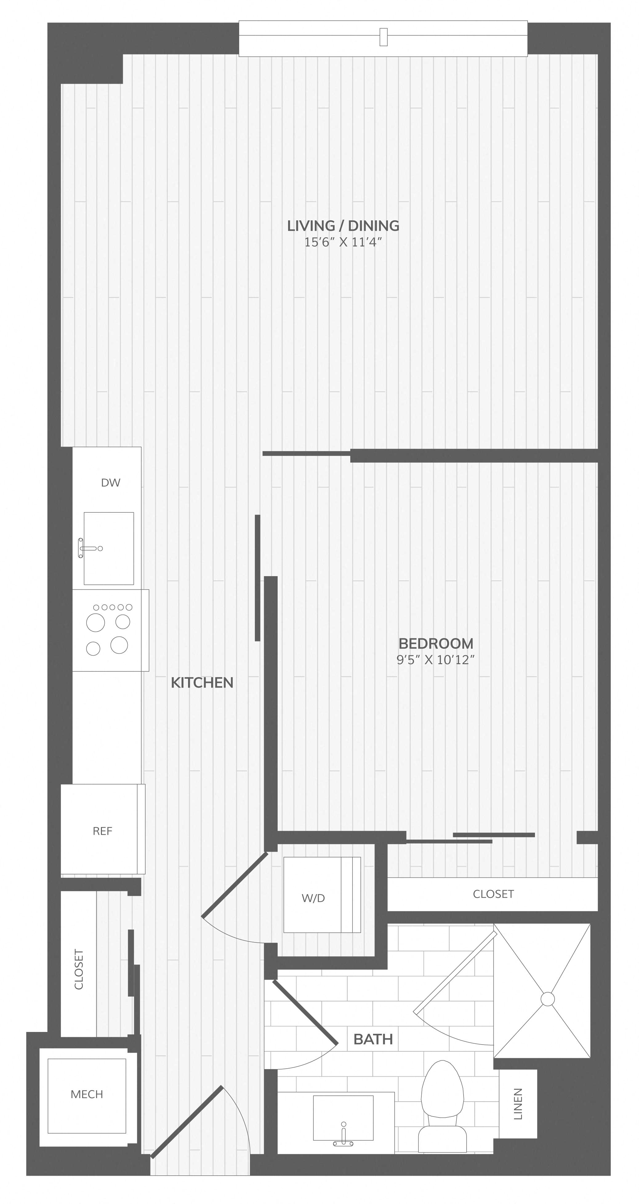 1 Bed/1 Bath-Jr A West Medley floor plan