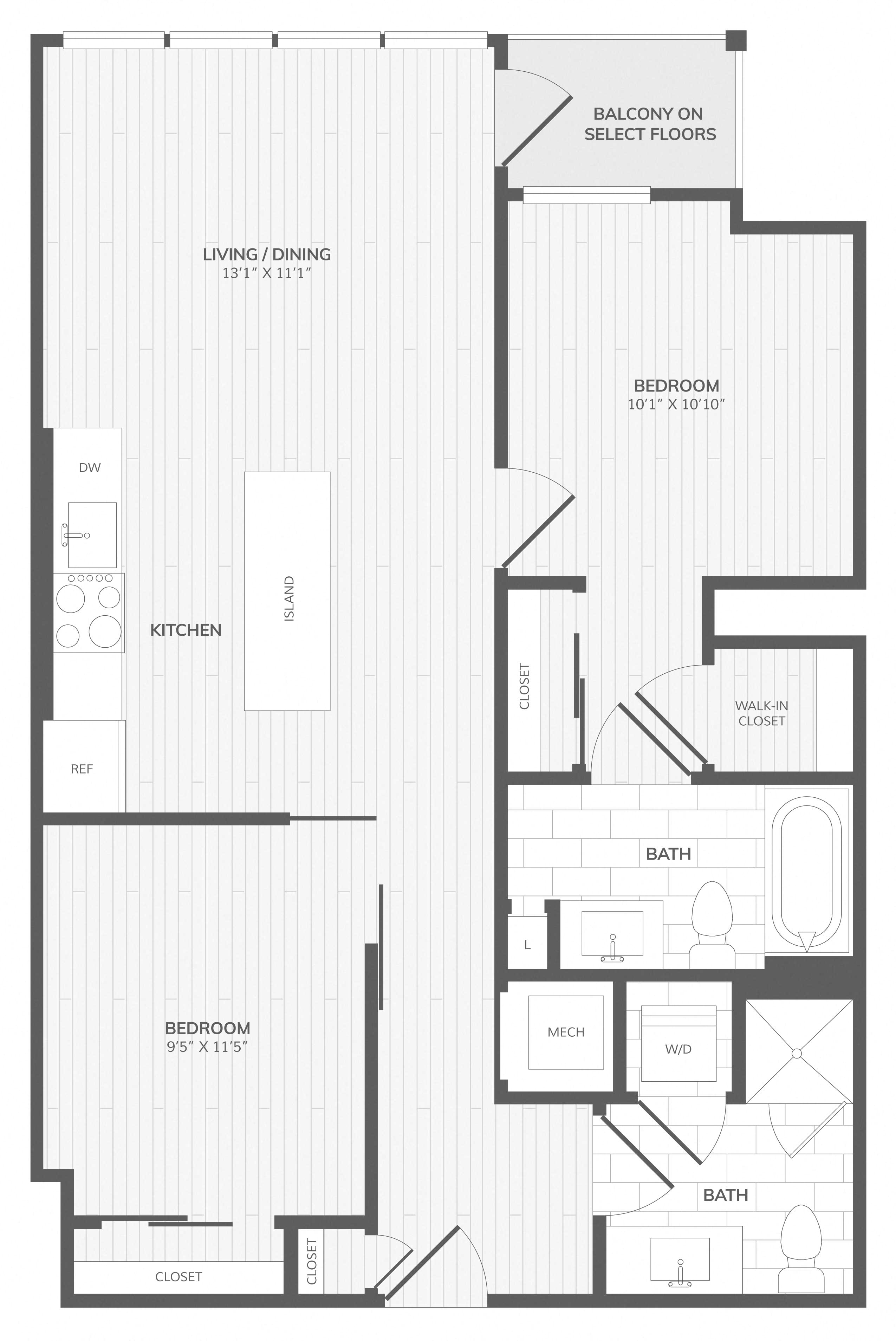 2 Bed/2 Bath-A East Medley floor plan