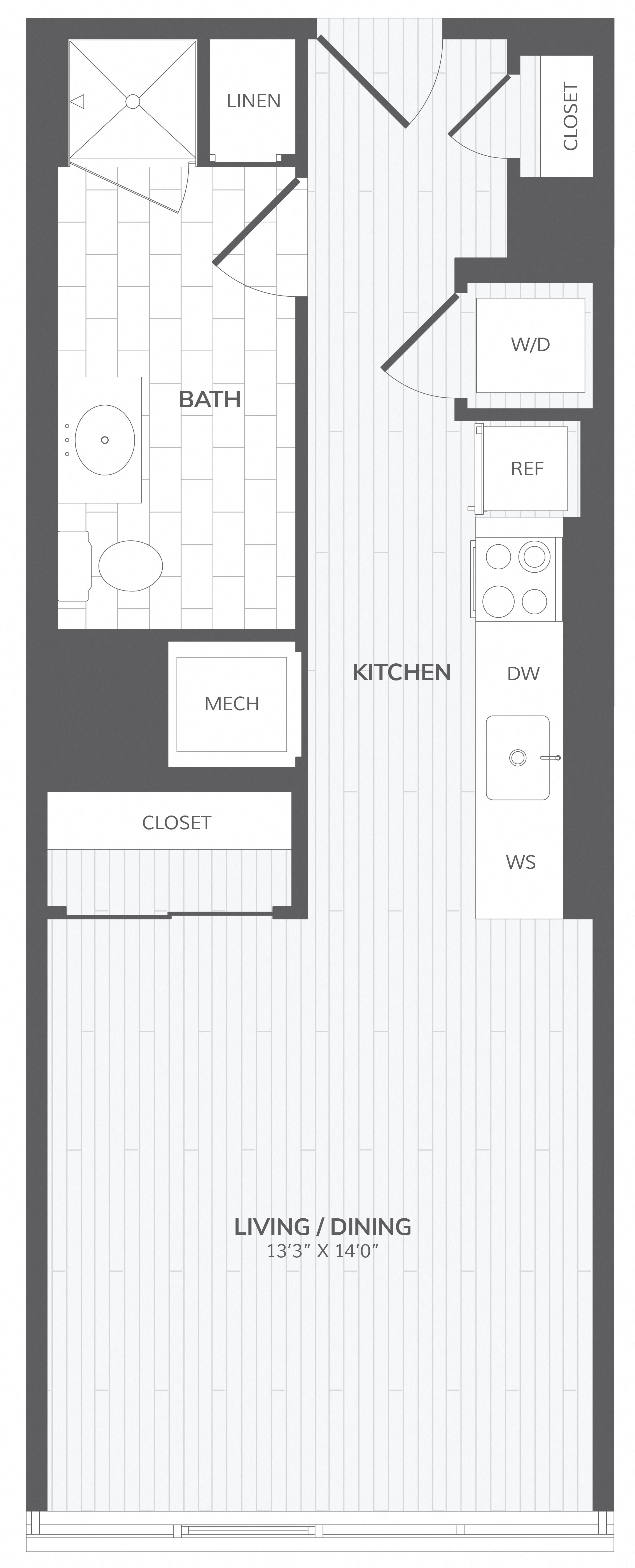 Studio-A East ADA floor plan