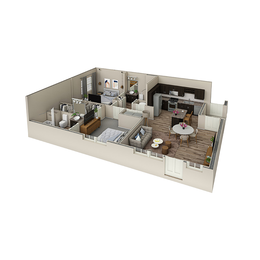2 BR Vue Courtyard floor plan
