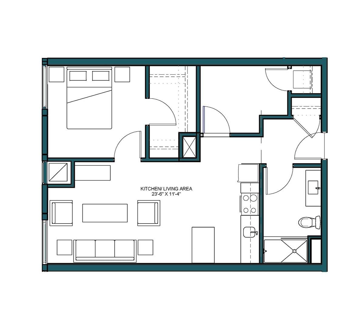 1 Bed/1 Bath Den-B2 floor plan