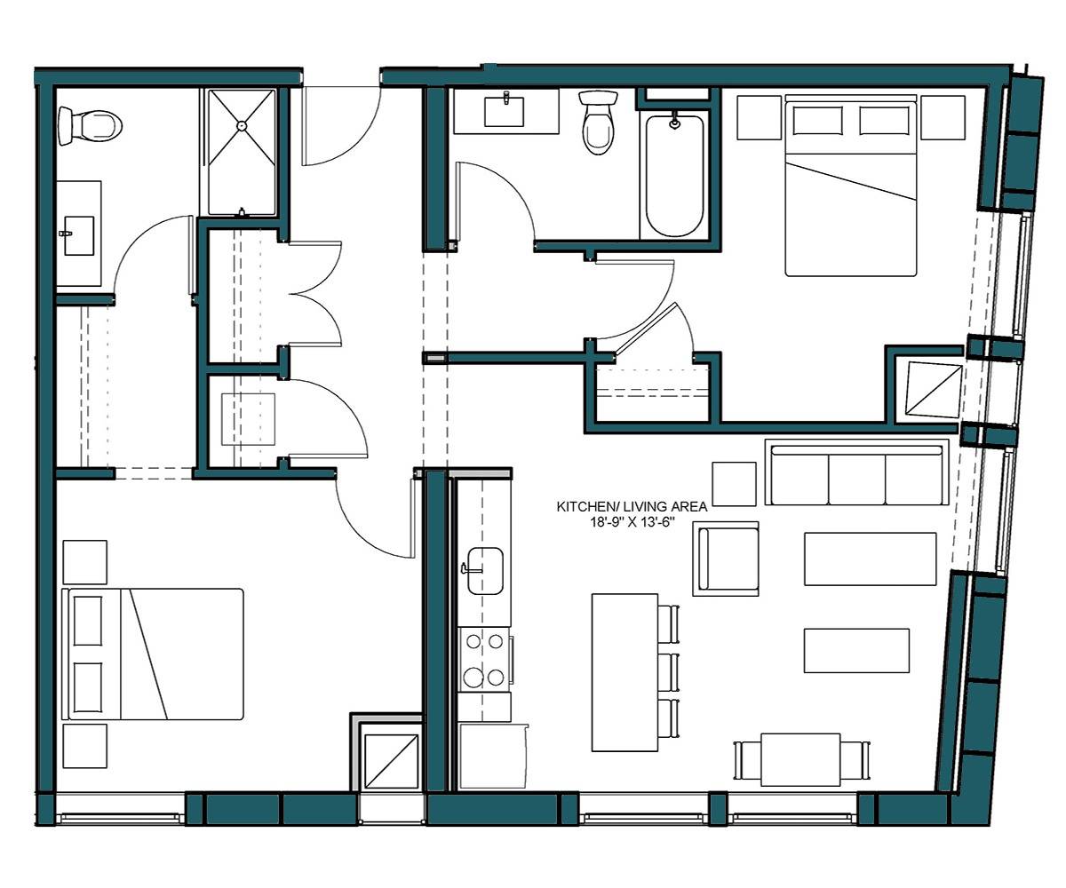 2 Bed/2 Bath-D3 floor plan