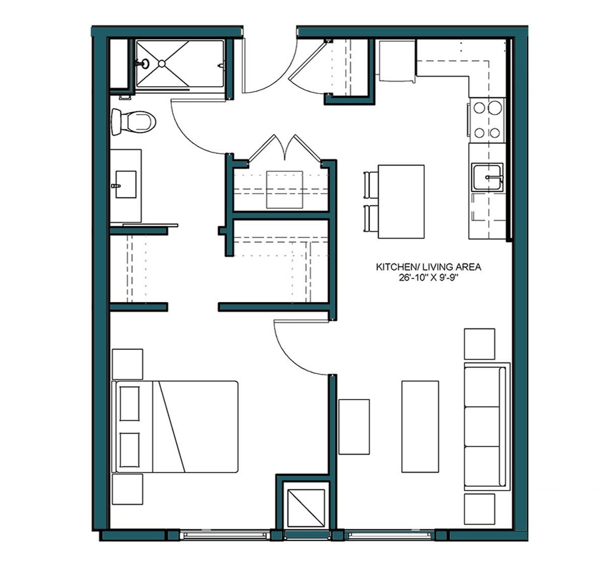 1 Bed/1 Bath-B1 floor plan