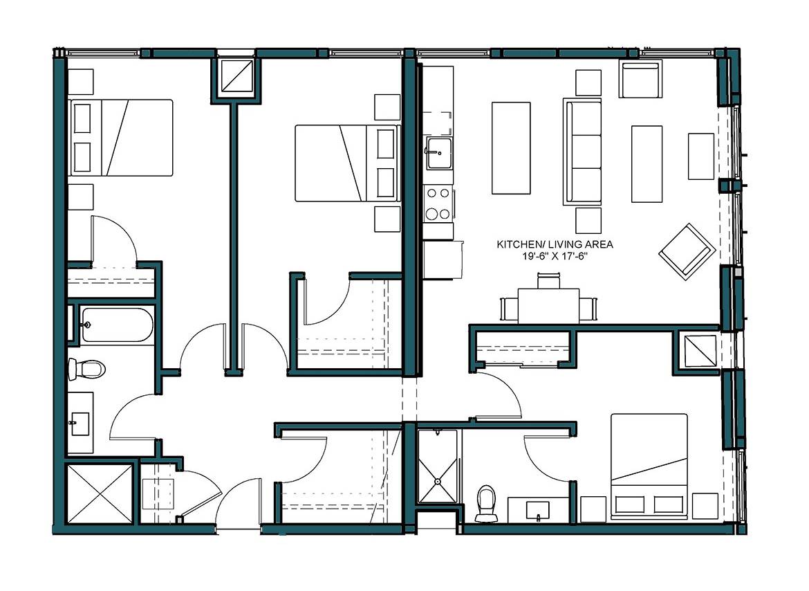 3 Bed/2 Bath-E3 floor plan